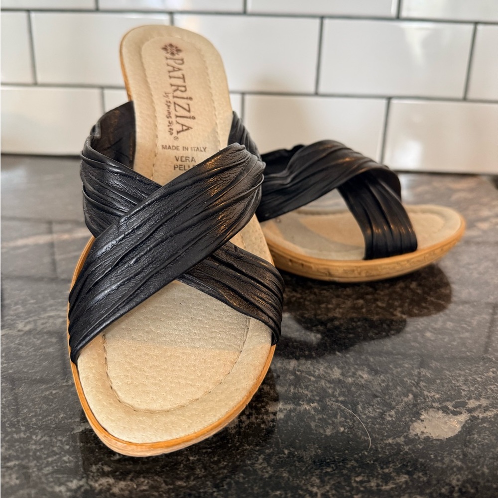 Patrizia Black Leather Mules